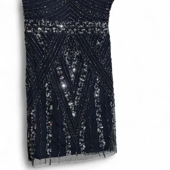MARINA Black Sequin Mini Dress – Size 2 | Gatsby Glam | Like NEW - Picture 8 of 8